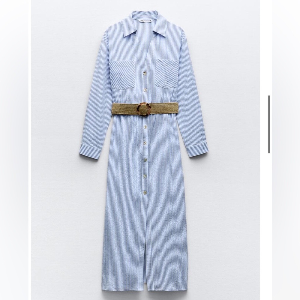 NWT STRIPED BELTED SHIRT DRESS